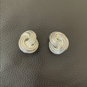 Designer-Inspired Silver Knot Clip-On Earrings - Classic Silver Tone